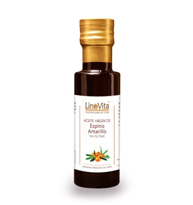 Aceite de espino amarillo sin filtrar refrigerado prensado en frio