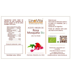 Aceite de rosa mosqueta ecologico sin filtrar refrigerado prensado en frio